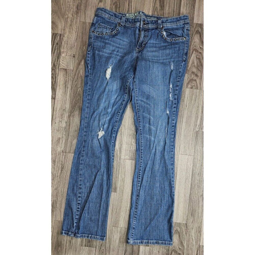 Mossimo‎ Supply Co Size 13 Studs Distressed Straight Leg Denim Blue Jeans